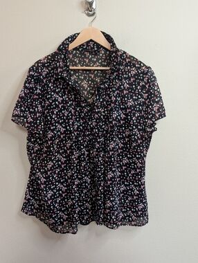 East 5th Woman 2X Sheer Polka Dot Blouse w Cami Layered Career Top